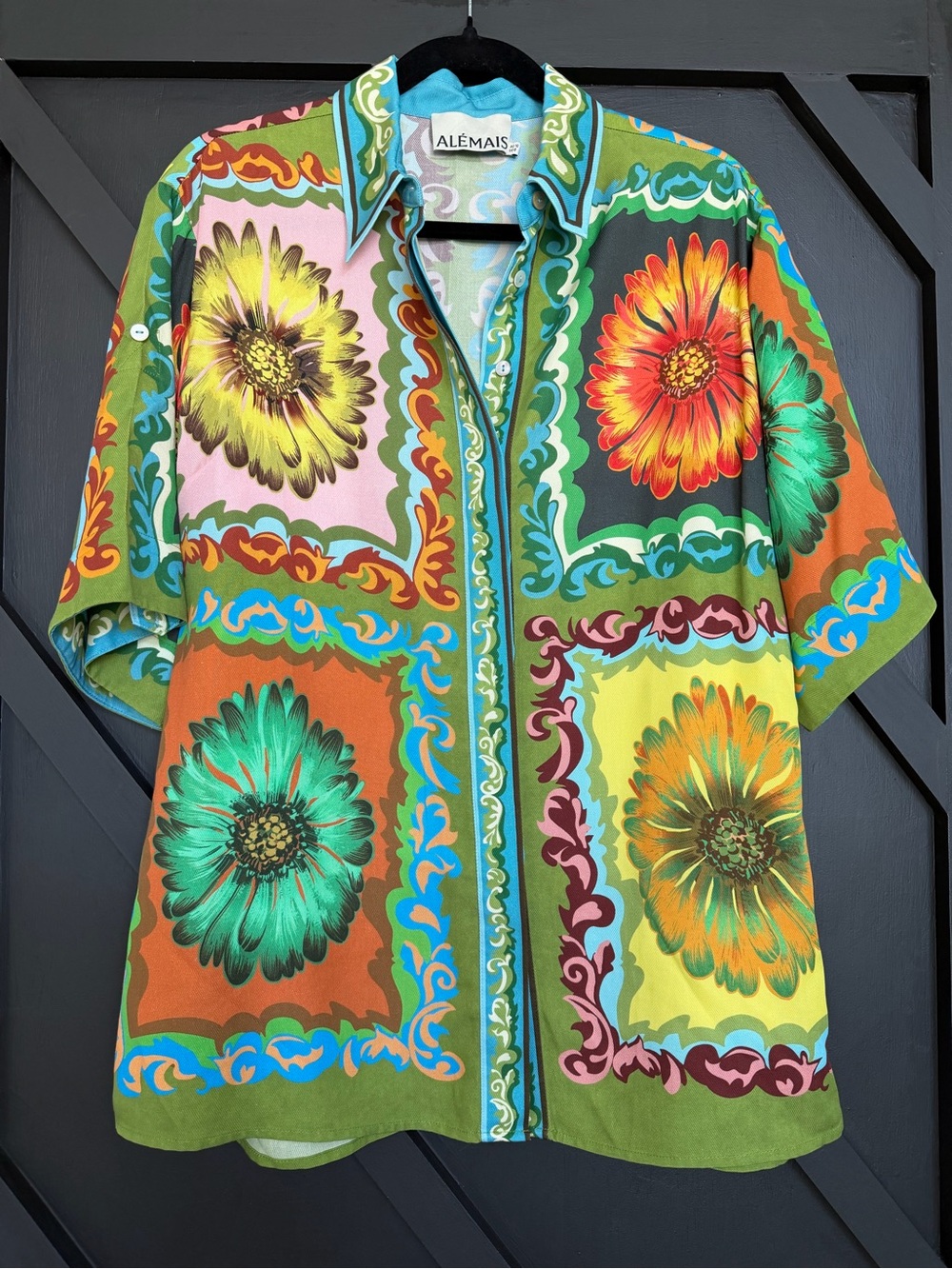 ALEMAIS Disco Daisy Oversized Tencel Shirt, Size 6 - Picture 7 of 13